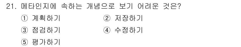 청소년상담사_3급(2교시) 2015년 21번 - 메타인지의 핵심은 자신의 인지 과정에 대해 인식하고 조절하는 것으로, '... 에 관한 핵심 기출문제