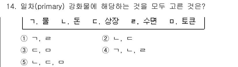 청소년상담사_3급(2교시) 2017년 14번 - 1번 답변은 물, 돈, 상장입니다. 일차 강화물은 기본적인 보상 수단으로... 에 관한 핵심 기출문제