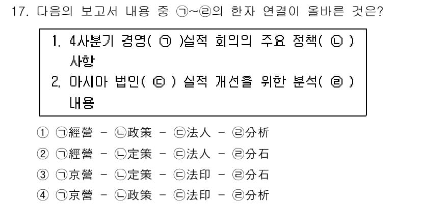 비서_1급 2019년 17번 - 정답과 핵심 포인트를 검수 중인 기출문제