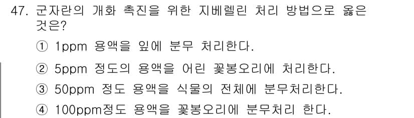 원예기능사 2015년 47번 - 정답과 핵심 포인트를 검수 중인 기출문제