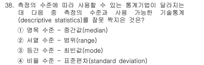 사회조사분석사_2급 2019년 38번 - 정답과 핵심 포인트를 검수 중인 기출문제