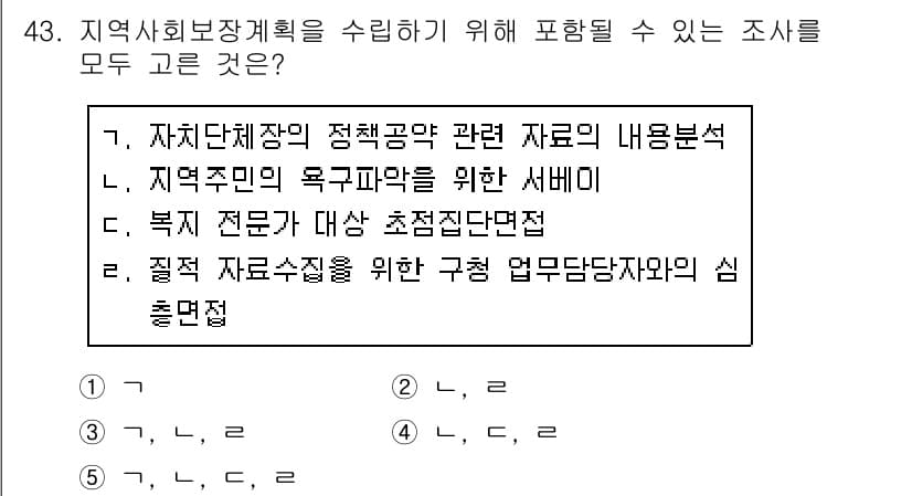 사회복지사_1급(1교시) 2019년 43번 - 정답과 핵심 포인트를 검수 중인 기출문제