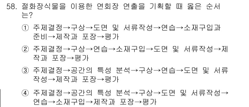 화훼장식기사 2016년 58번 - 정답과 핵심 포인트를 검수 중인 기출문제