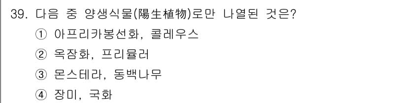화훼장식기사 2017년 39번 - 정답과 핵심 포인트를 검수 중인 기출문제