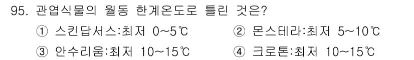 화훼장식기사 2017년 95번 - 정답과 핵심 포인트를 검수 중인 기출문제