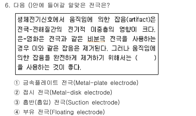 의공산업기사 2017년 6번 - 정답과 핵심 포인트를 검수 중인 기출문제
