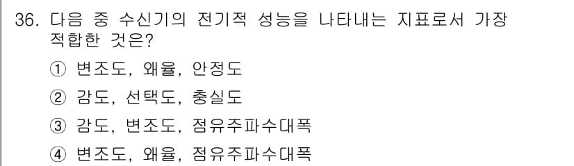 무선설비기사 2019년 36번 - 정답과 핵심 포인트를 검수 중인 기출문제