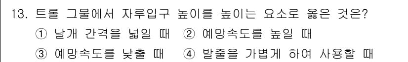 어로산업기사 2018년 13번 - 트롤 그래프에서 지구 입구의 높이가 높아지는 것은 일반적으로 예상 소득이... 에 관한 핵심 기출문제