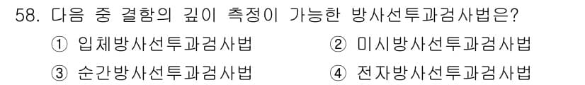 방사선비파괴검사산업기사 2016년 58번 - 정답과 핵심 포인트를 검수 중인 기출문제
