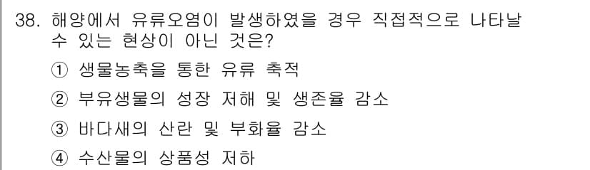 해양환경기사 2015년 38번 - 정답과 핵심 포인트를 검수 중인 기출문제