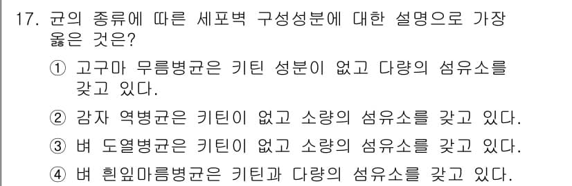 식물보호산업기사 2019년 17번 - 정답과 핵심 포인트를 검수 중인 기출문제