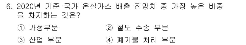온실가스관리기사 2019년 6번 - 정답과 핵심 포인트를 검수 중인 기출문제