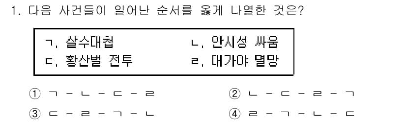 계리직공무원_한국사 2018년 1번 - 정답은 4번이다. 사례를 통해 사안의 발생 순서를 정리하면, '황국신민서... 에 관한 핵심 기출문제