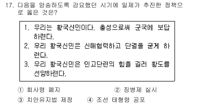 계리직공무원_한국사 2018년 17번 - 정답과 핵심 포인트를 검수 중인 기출문제