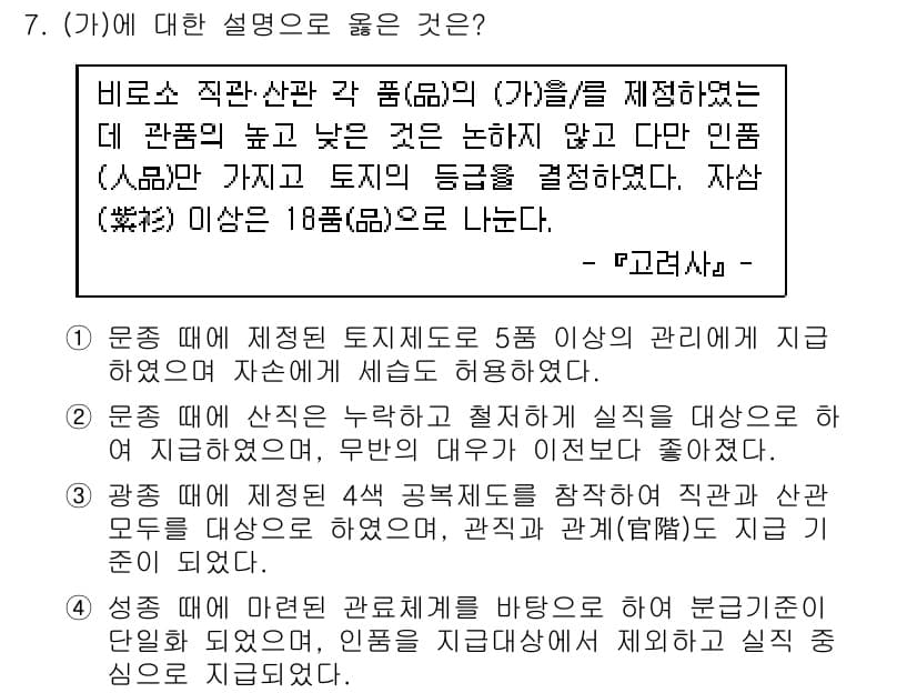 계리직공무원_한국사 2019년 7번 - 정답과 핵심 포인트를 검수 중인 기출문제