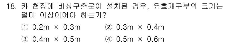 승강기산업기사 2019년 18번 - 유효개구부의 크기는 강제 개방 시 안정성을 유지해야 하므로, 일반적으로 ... 에 관한 핵심 기출문제