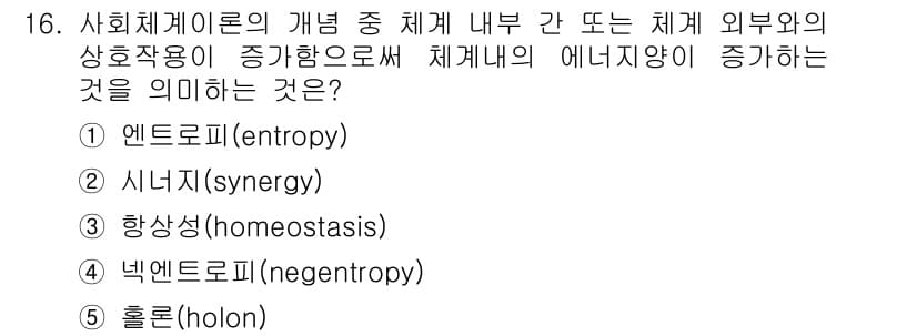 사회복지사_1급(1교시) 2020년 16번 - 정답은 2번 시너지입니다. 시너지는 원래의 두 요소가 결합하여 더 큰 효... 에 관한 핵심 기출문제