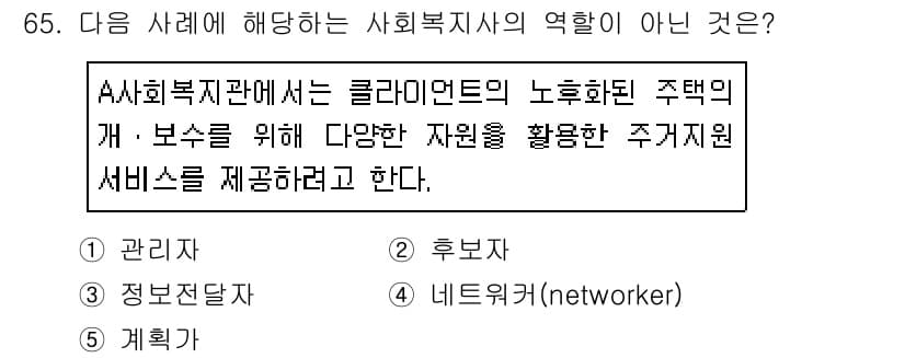사회복지사_1급(2교시) 2020년 65번 - 정답과 핵심 포인트를 검수 중인 기출문제