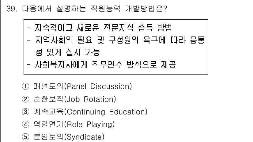 사회복지사_1급(3교시) 2020년 39번 - 정답과 핵심 포인트를 검수 중인 기출문제