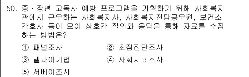 사회복지사_1급(3교시) 2020년 50번 - 정답과 핵심 포인트를 검수 중인 기출문제