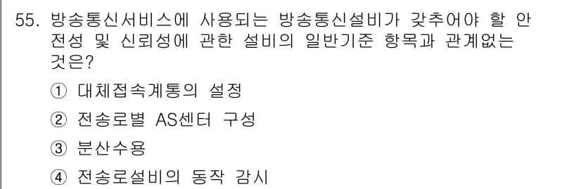 통신설비기능장 2019년 55번 - 정답과 핵심 포인트를 검수 중인 기출문제