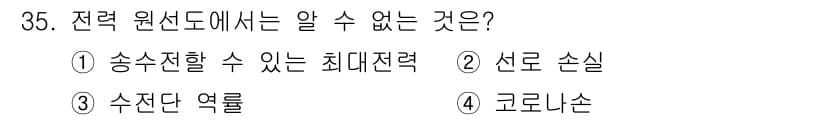 전기기사 2019년 35번 - 정답은 4번 '코르리손'입니다. 전력 원선도는 송전계통의 구조와 특성, ... 에 관한 핵심 기출문제