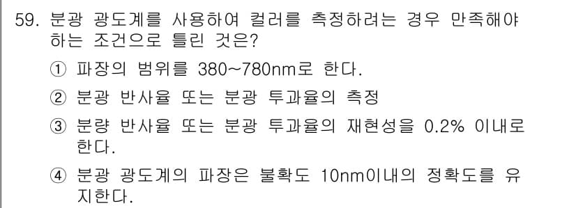컬러리스트산업기사 2019년 59번 - 정답과 핵심 포인트를 검수 중인 기출문제