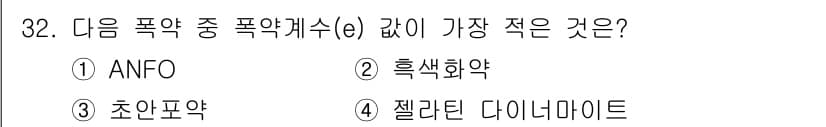 화약류관리기사 2019년 32번 - 정답과 핵심 포인트를 검수 중인 기출문제