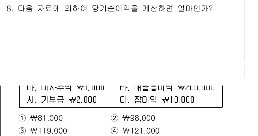 전산회계운용사_3급 2019년 8번 - 정답과 핵심 포인트를 검수 중인 기출문제