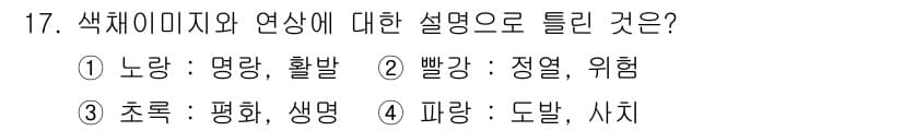 컬러리스트기사 2019년 17번 - 정답과 핵심 포인트를 검수 중인 기출문제