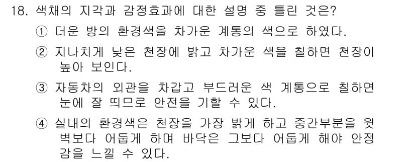 컬러리스트기사 2019년 18번 - 정답과 핵심 포인트를 검수 중인 기출문제