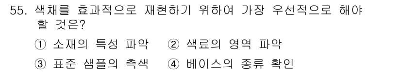컬러리스트기사 2019년 55번 - 정답과 핵심 포인트를 검수 중인 기출문제