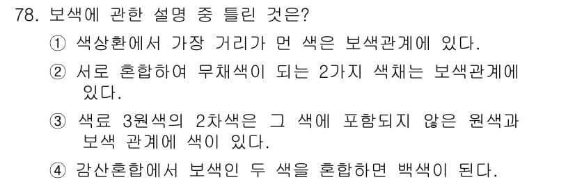 컬러리스트기사 2019년 78번 - 정답과 핵심 포인트를 검수 중인 기출문제