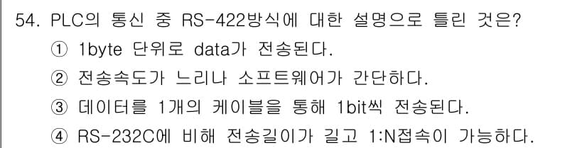 생산자동화산업기사 2019년 54번 - 번

RS-422 방식은 1byte 단위로 데이터를 전송하며, 다중 접속... 에 관한 핵심 기출문제