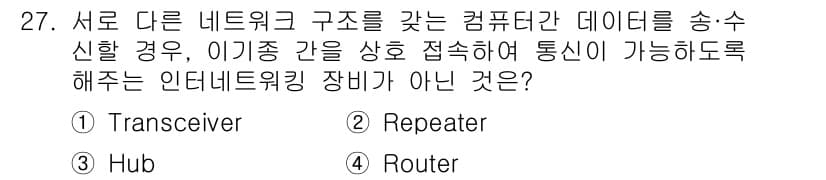 정보통신산업기사 2019년 27번 - 정답과 핵심 포인트를 검수 중인 기출문제