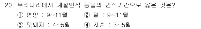 축산산업기사 2019년 20번 - 정답과 핵심 포인트를 검수 중인 기출문제