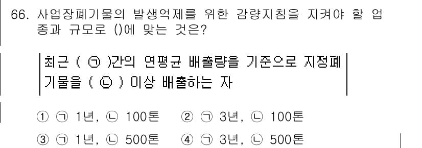 폐기물처리산업기사 2019년 66번 - 정답과 핵심 포인트를 검수 중인 기출문제