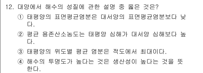 해양조사산업기사 2015년 12번 - 정답과 핵심 포인트를 검수 중인 기출문제