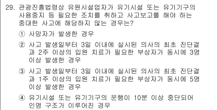 국내여행안내사_1차 2019년 29번 - 정답과 핵심 포인트를 검수 중인 기출문제