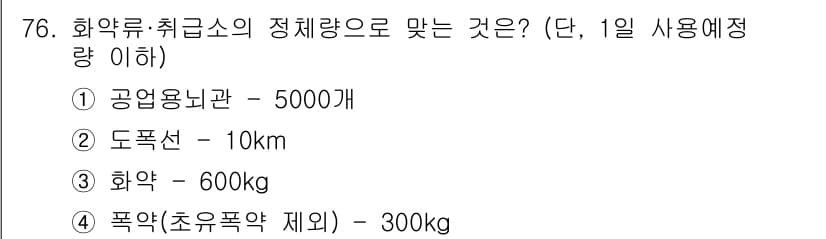화약류관리산업기사 2015년 76번 - 정답과 핵심 포인트를 검수 중인 기출문제