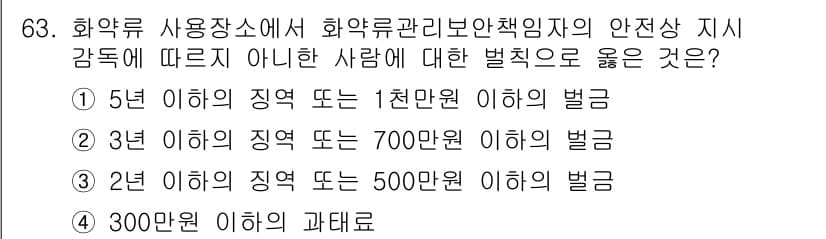 화약류관리산업기사 2016년 63번 - 정답과 핵심 포인트를 검수 중인 기출문제