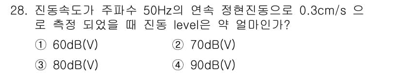 화약류관리산업기사 2018년 28번 - 정답은 3번 80dB(V)입니다. 주파수가 50Hz일 때, 전송속도와 정... 에 관한 핵심 기출문제