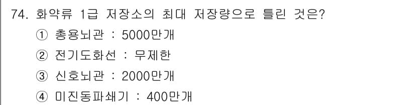 화약류관리산업기사 2018년 74번 - 정답과 핵심 포인트를 검수 중인 기출문제