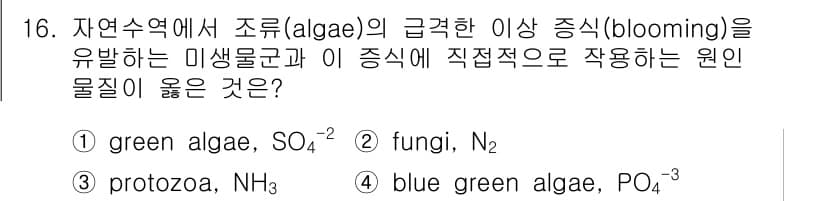 자연생태복원산업기사 2015년 16번 - 정답과 핵심 포인트를 검수 중인 기출문제