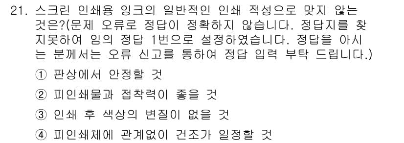 인쇄기능사 2015년 21번 - 정답과 핵심 포인트를 검수 중인 기출문제