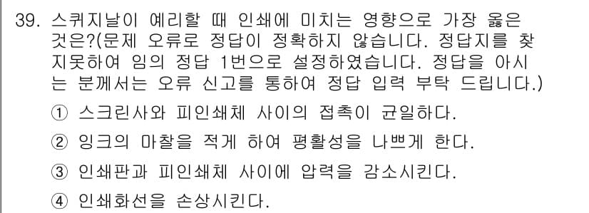 인쇄기능사 2015년 39번 - 정답과 핵심 포인트를 검수 중인 기출문제