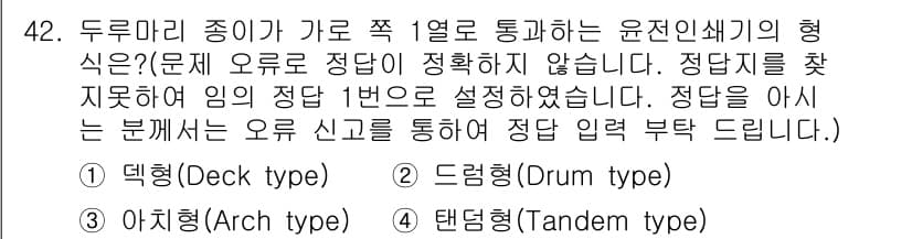 인쇄기능사 2015년 42번 - 정답과 핵심 포인트를 검수 중인 기출문제