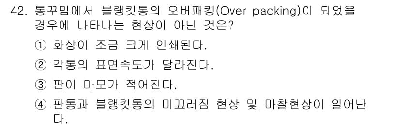 인쇄기능사 2016년 42번 - 정답과 핵심 포인트를 검수 중인 기출문제