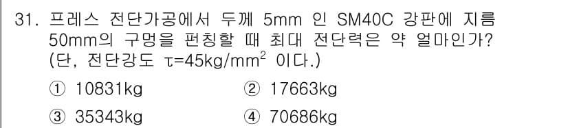 기계설계기사 2015년 31번 - 정답과 핵심 포인트를 검수 중인 기출문제