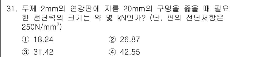 기계설계기사 2017년 31번 - 정답과 핵심 포인트를 검수 중인 기출문제